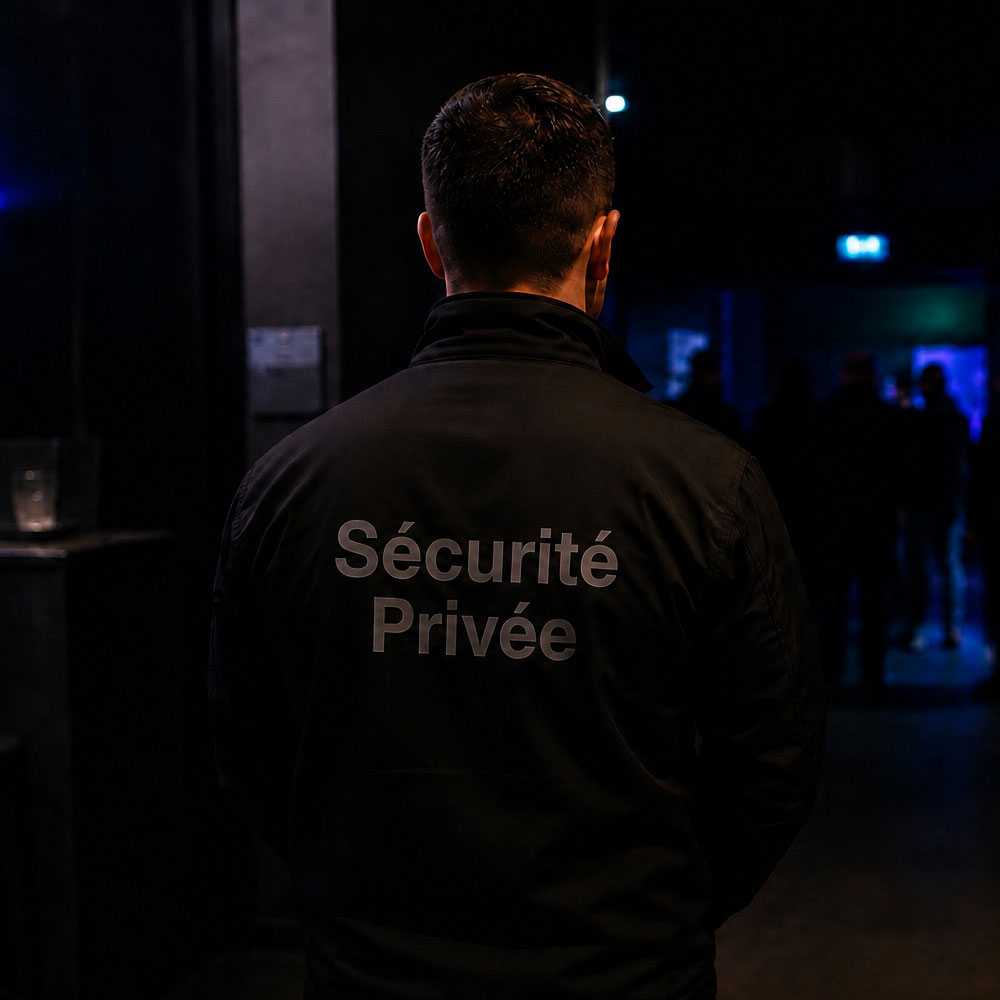 Agent de sécurité privée vue de dos