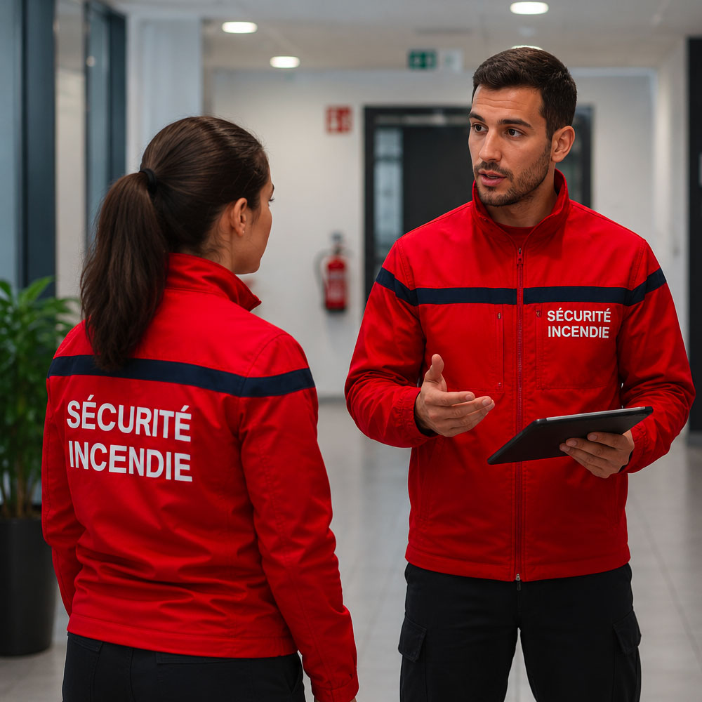 Deux agents de sécurité incendie entrain de parler